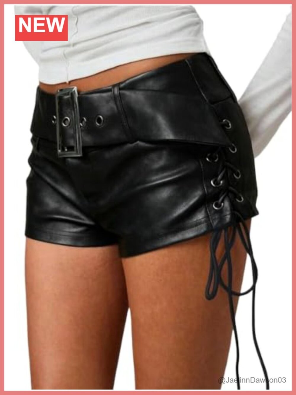 Faux Leather Micro Shorts Lace Up Low Rise Hot Pants Y2K Club Mini
